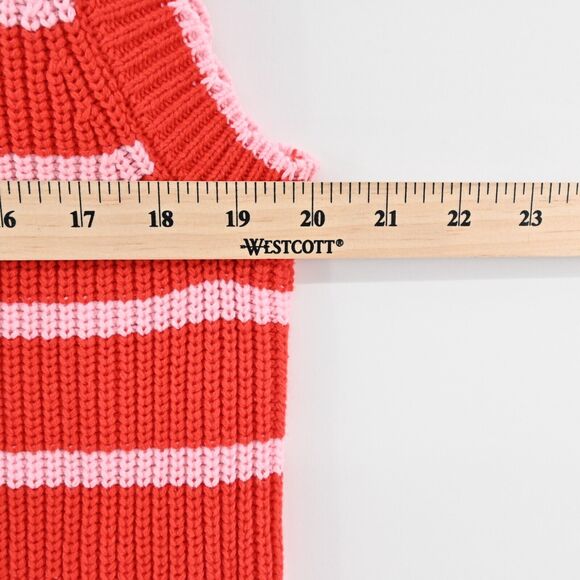KERRI ROSENTHAL Sweater Vest Womens Siz M Red Pink Striped Heart Smiley Face NEW - Picture 11 of 11